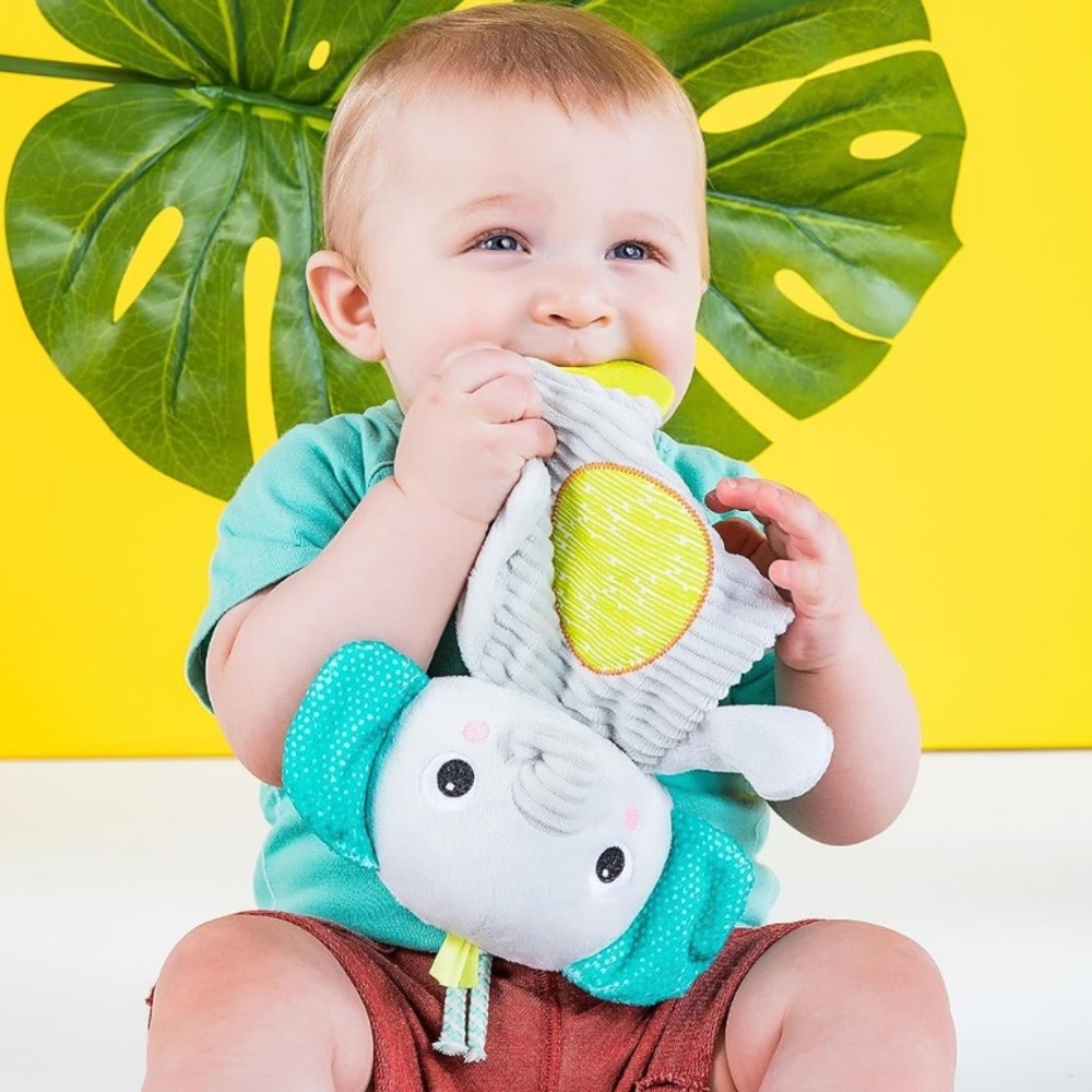 Bright Starts Snuggle & Teethe Plush Teether Toy - Elephant